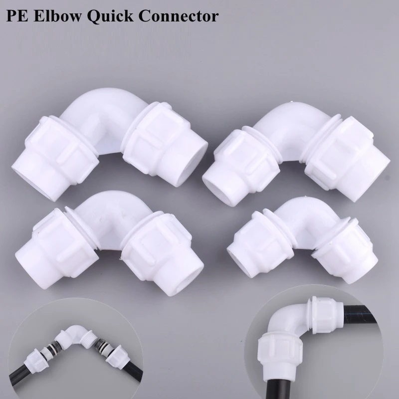 20/25/32 mm PE Elbow Quick Connector, Agricultural Irrigation System Tube Joint Greenhouse Garden Watering Water Pipe Fittings