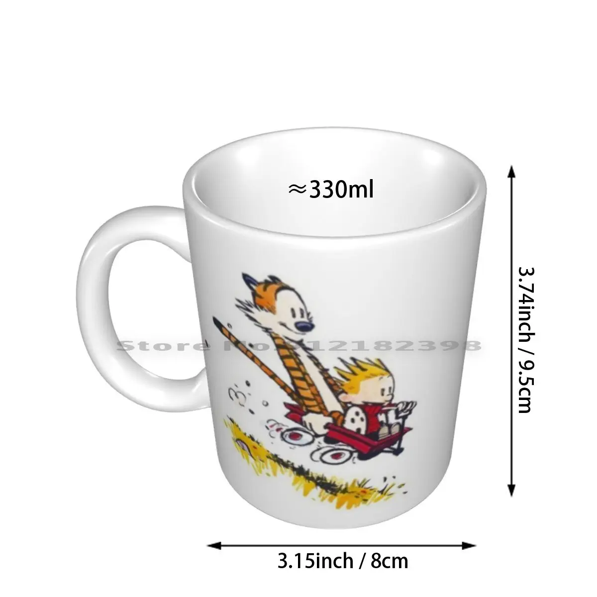 Red Wagon Ride For Mugs Ceramic Mugs Coffee Cups Milk Tea Mug Cartoon Comic Strip Tiger Boy Comics Creative Trending Vintage