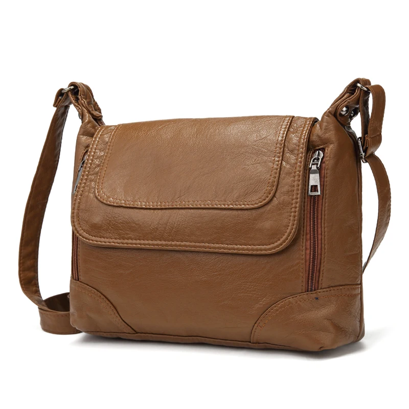 Annmouler-Bolso de hombro de diseñador para mujer, bandolera de cuero suave lavado, de lujo