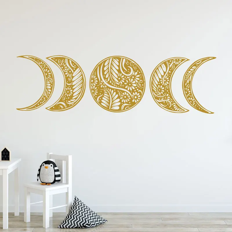 Mandala Boho Moon Phase Wall Sticker Vinyl Home Decor Bedroom Nursery Decoration Decals Bohemian Pattern Mural Wallpaper S178