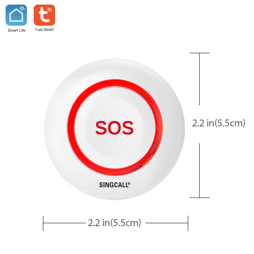 SINGCALL Tuya WiFi Smart Home SOS Emergency Button Alarm for Handicapped Caregiver Pager Wireless Nurse Alert System for Elderly