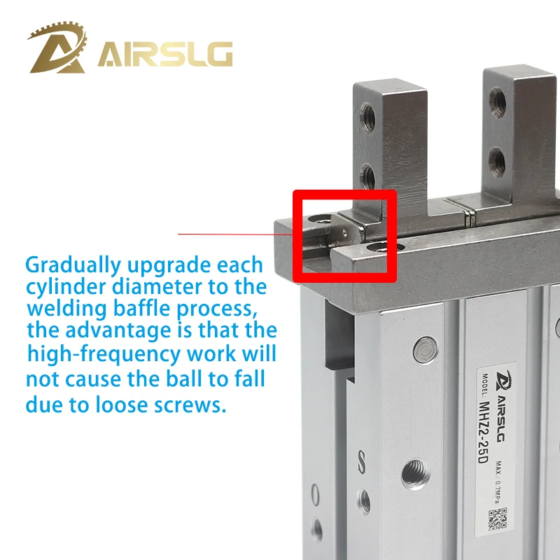 MHZ2 Pneumatischer Parallel-Fingergreifer 2-Backen-Luftklemme MHZ2-10S 16S 20S 25S 32S 40S MHZ2-10C Einfachwirkend Federrückstellung NC NO – Detail 8