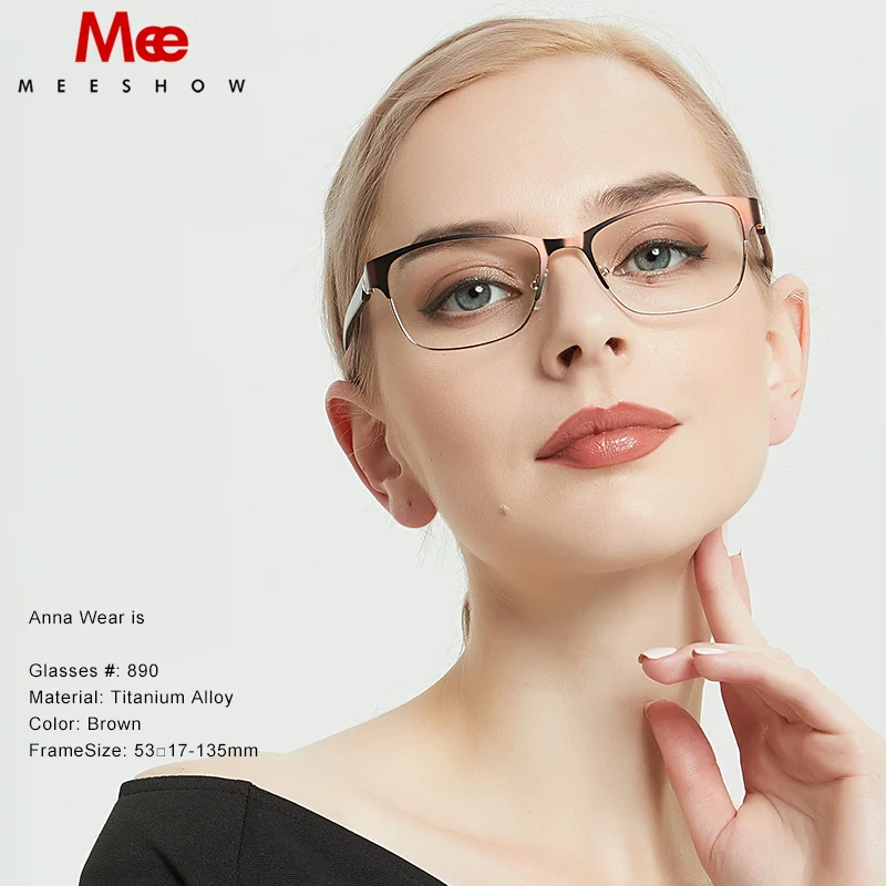 

MEESHOW titanium alloy Glasses frame women's glasses rhinestone eye glasses myopia prescription glasses spectacles frame 809