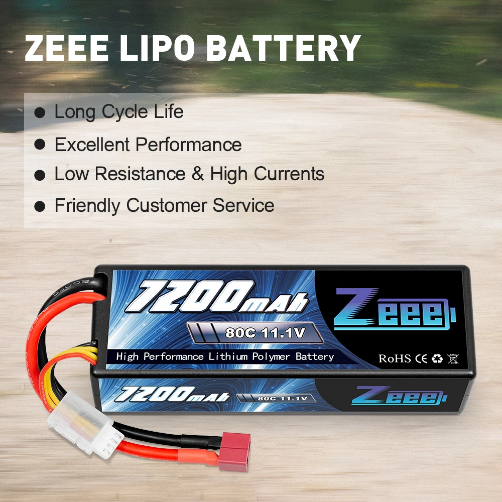 بطارية Zeee-Lipo ذات هيكل متين ، 11.1 فولت ، 7200 مللي أمبير في الساعة ، 80C ، 3S ، سيارة RC ، شاحنة ، قارب ، تروجي ، FPV ، طائرة ، عربات التي تجرها الدواب