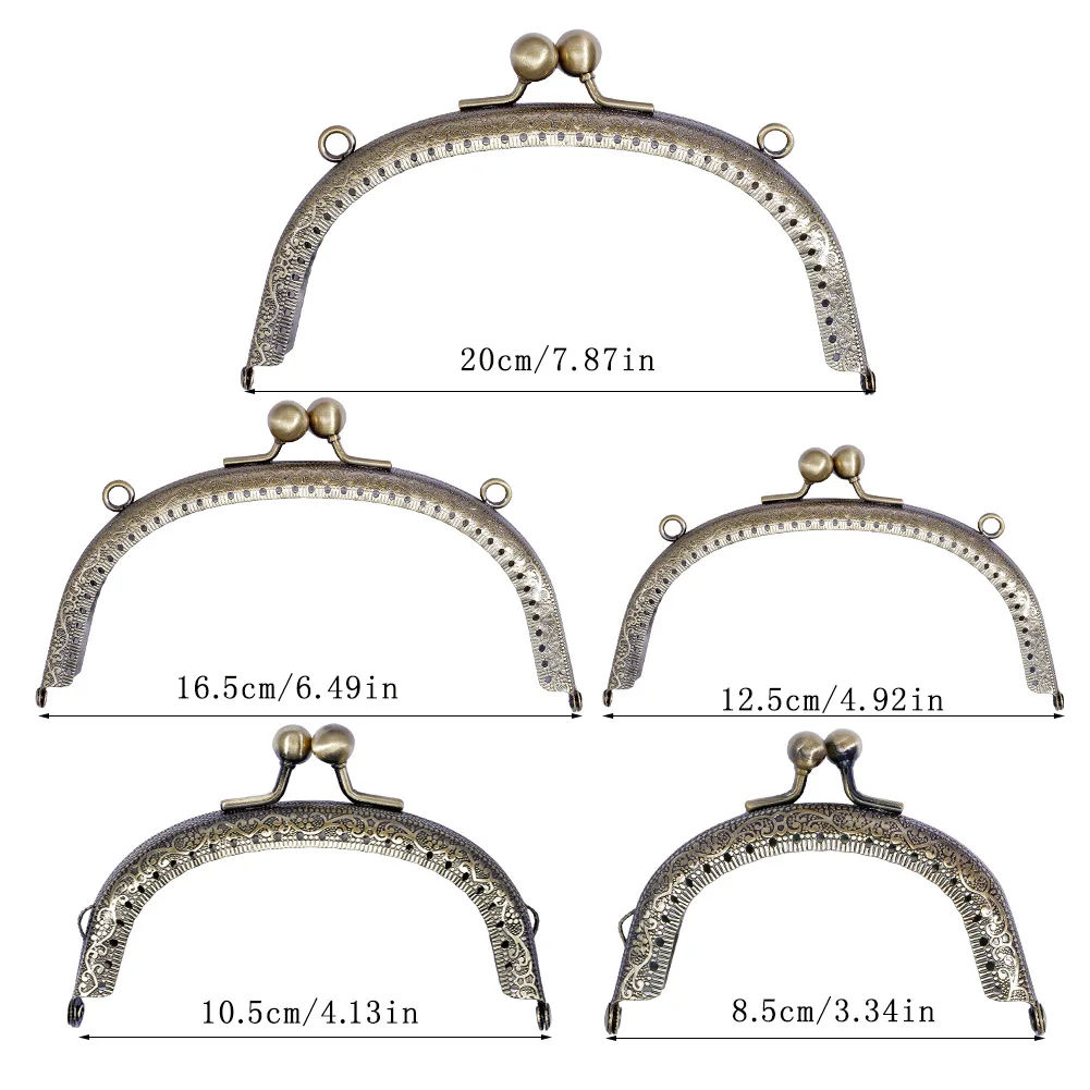 5PCS DIY Metal Frame 8.5/10.5/12.5/16.5/20cm Purse Handle Coin Bags Metal Kiss Clasp Lock Frame Accessories Craft Supplies