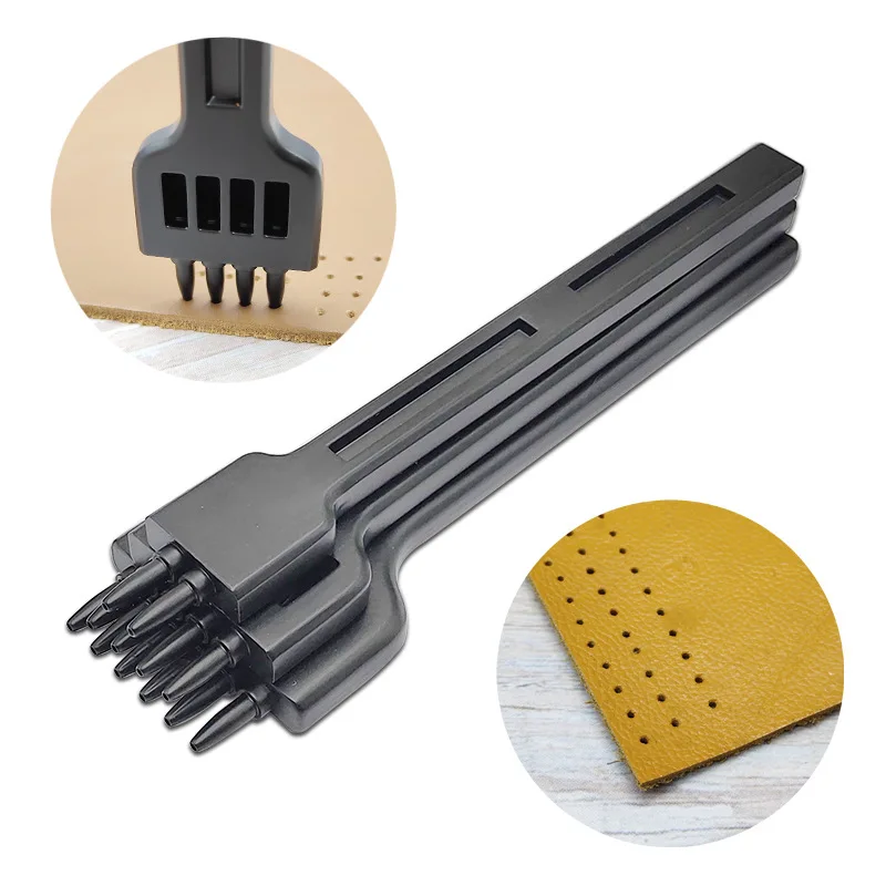 Strumento in pelle fai da te in acciaio legato Set da 4mm punzonatrice per cintura perforatrice rotonda punzone a mano con diamante strumenti di punzonatura per cuciture in pelle