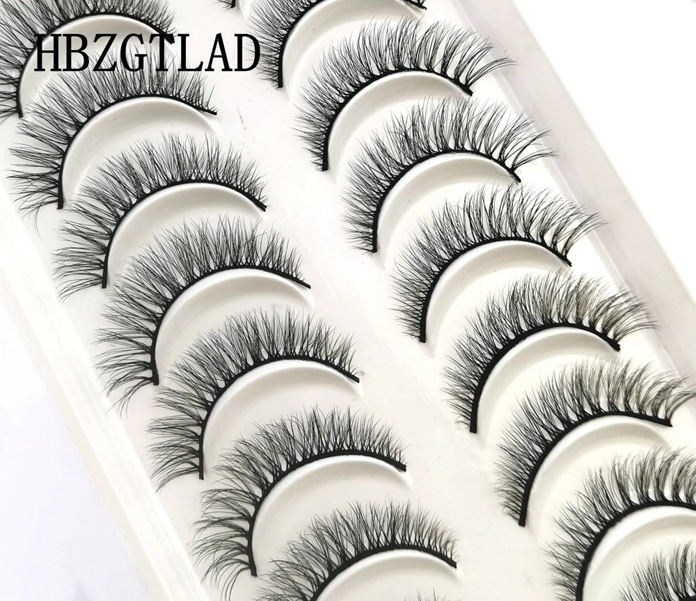 NEW 10 pairs Handmade 3d mink lashes short soft False Eyelashes Cross Messy Dense Natural Eye Lashes Extension Makeup Kit Cilios