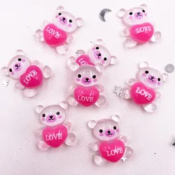 20PCS Glitter Resin Kawaii Colorful 3D Love Bear Flatback Cabochon Stone Scrapbook DIY Decor Home Figurine Crafts Supplie  OH258