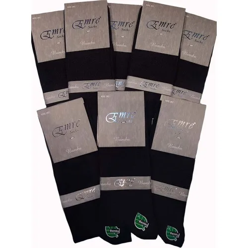 Male 10 Double Bamboo Seamless Long Black Socks