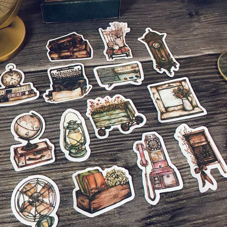 14pcs Vintage Original thank you stickers  journal TN Decorative Material Album Type writer Book Sticker naklejki