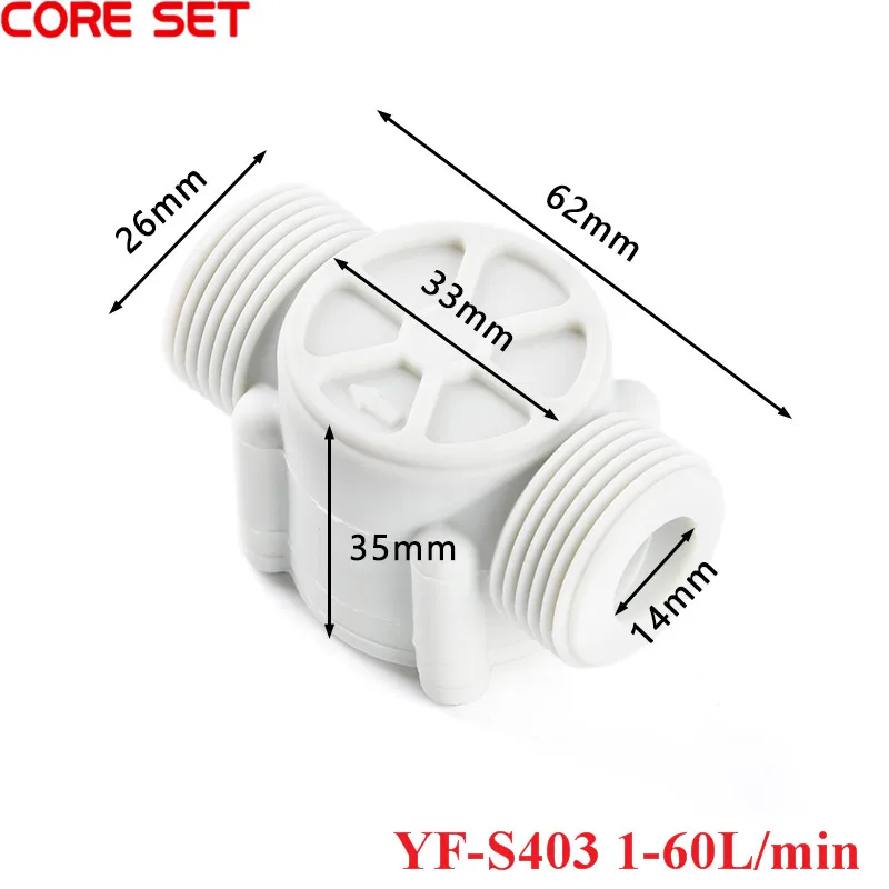 YF-S403 Water Flow Sensor DC 5-24V Flowmeter Hall Flow Sensor 3/4 Wire Water Control Liquid Flow Sensor Switch 1-60L/min 1.75MPa