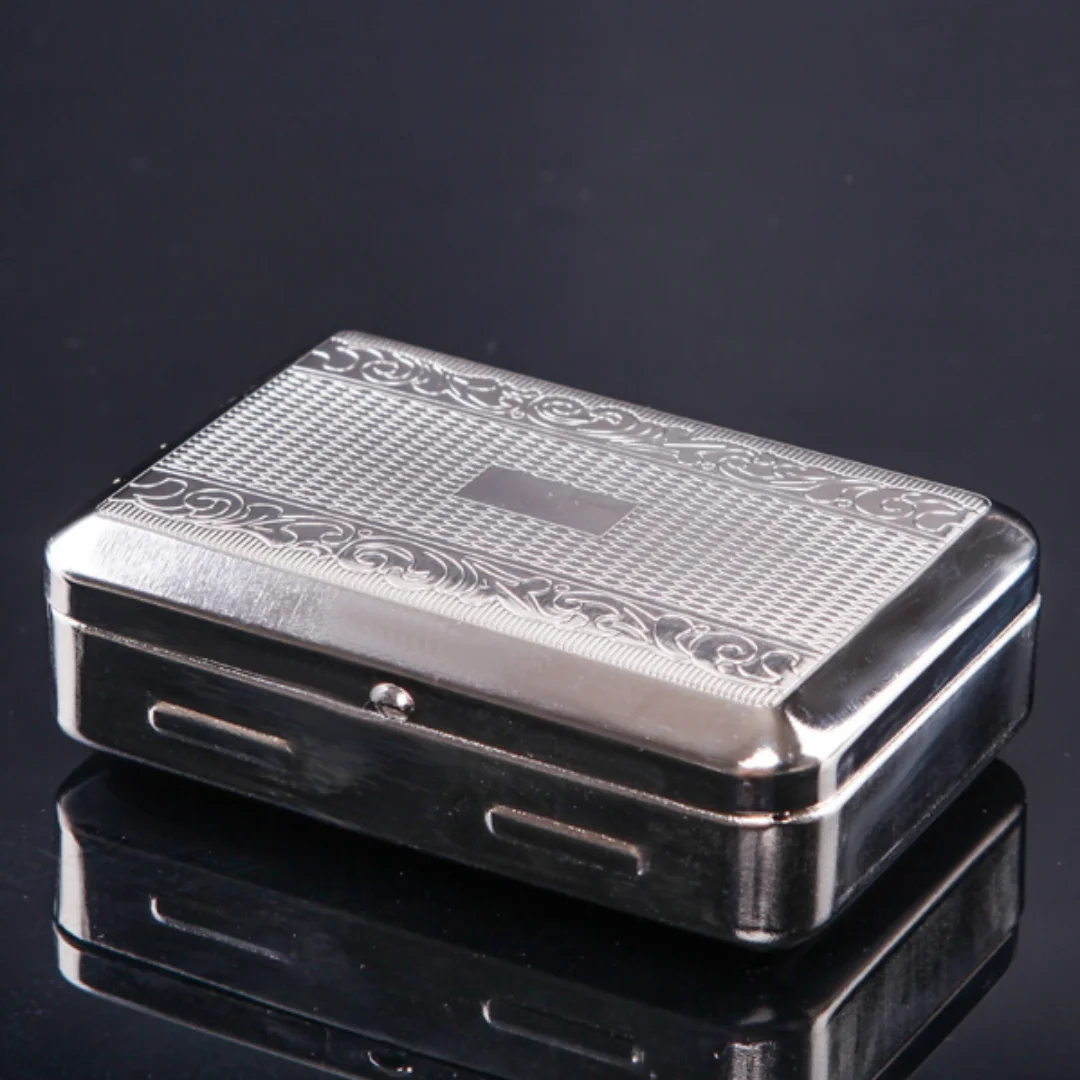 

Small Stainless Steel Cigarette Case for Men, Cigar Case, Tobacco Storage Container, Vintage（Random pattern）