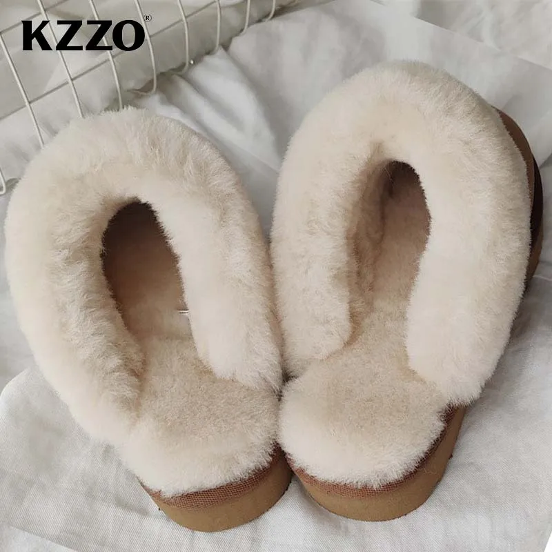 Fashion Natural Sheepskin Leather Slippers For Women Winter Warm Indoor Female Fur Slippers Top Quality Soft Wool Lady Home Shoe