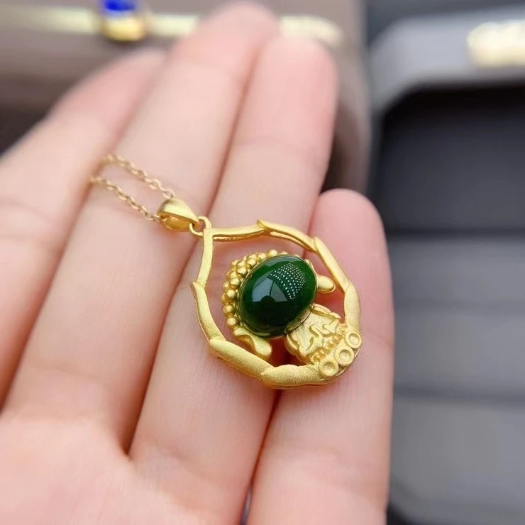 

KJJEAXCMY fine Jewelry 925 Sterling Silver Natural Jasper Girl's new luxury Pendant Necklace chain Support Test party gift