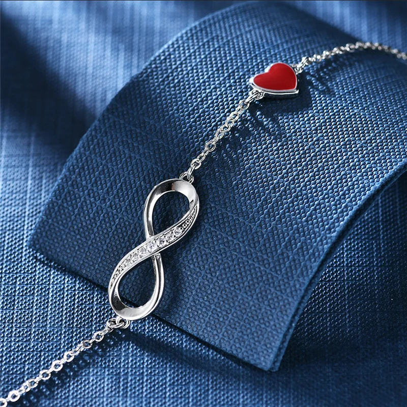 LByzHan Authentic Silver Infinity Adjustable Bracelet For Women Hot Fashion 8 Word Bracelet For Gift CMB81 image 4