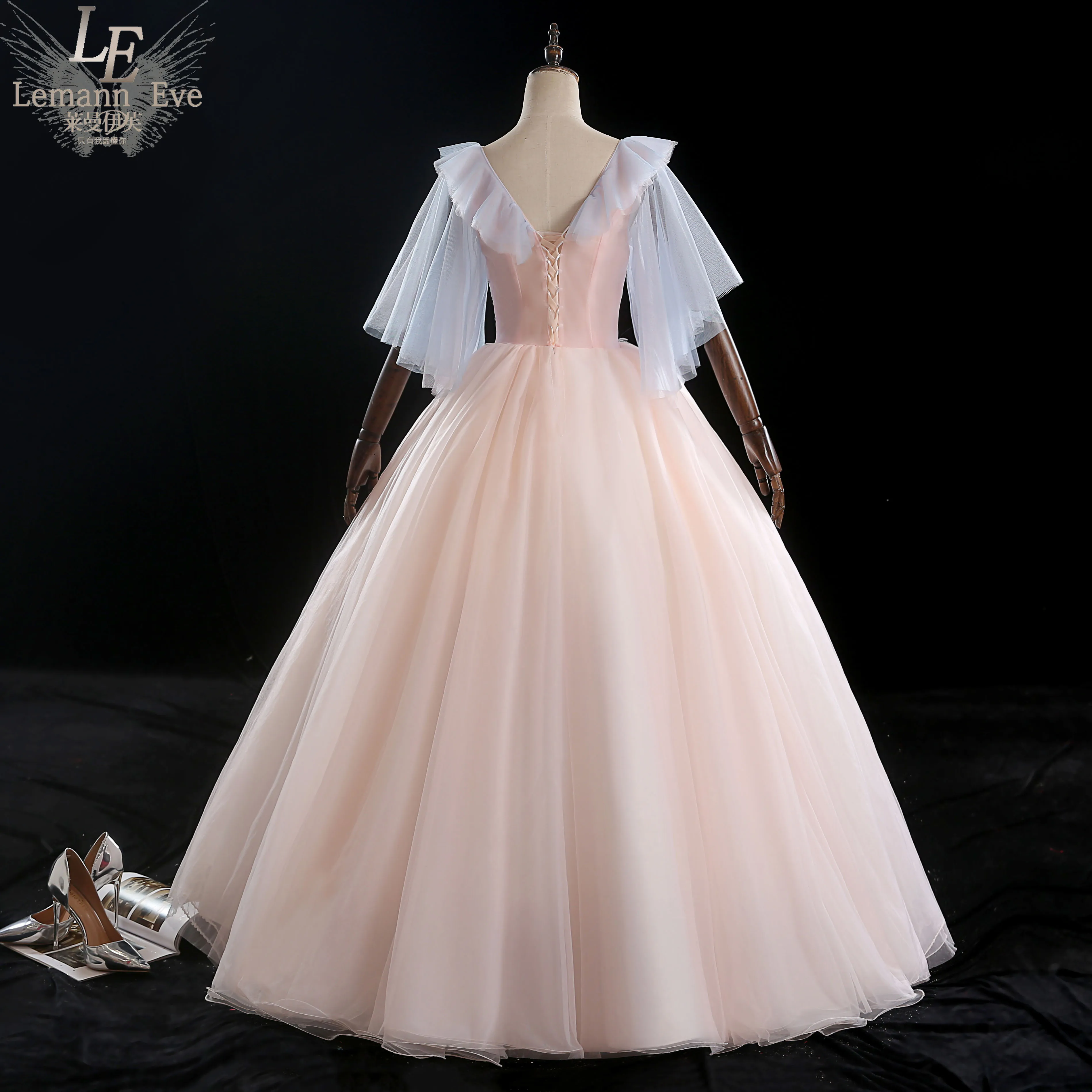 100%real pale pink embroidery butterfly vintage ball gown long dress vintage medieval dress Renaissance princess Victoria dress