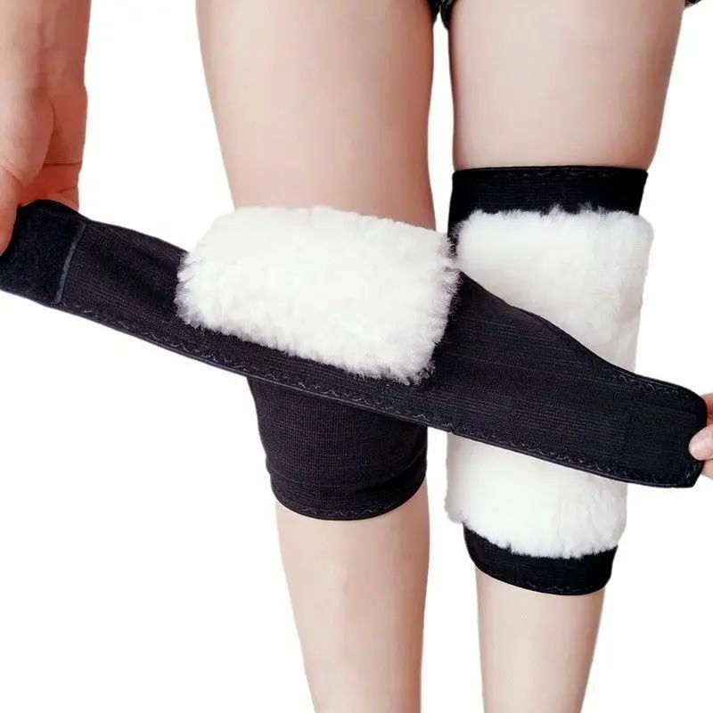 Men\'s and Women\'s Winter Sheepskin Warm Knee Warmer Flexible Pad Thickened