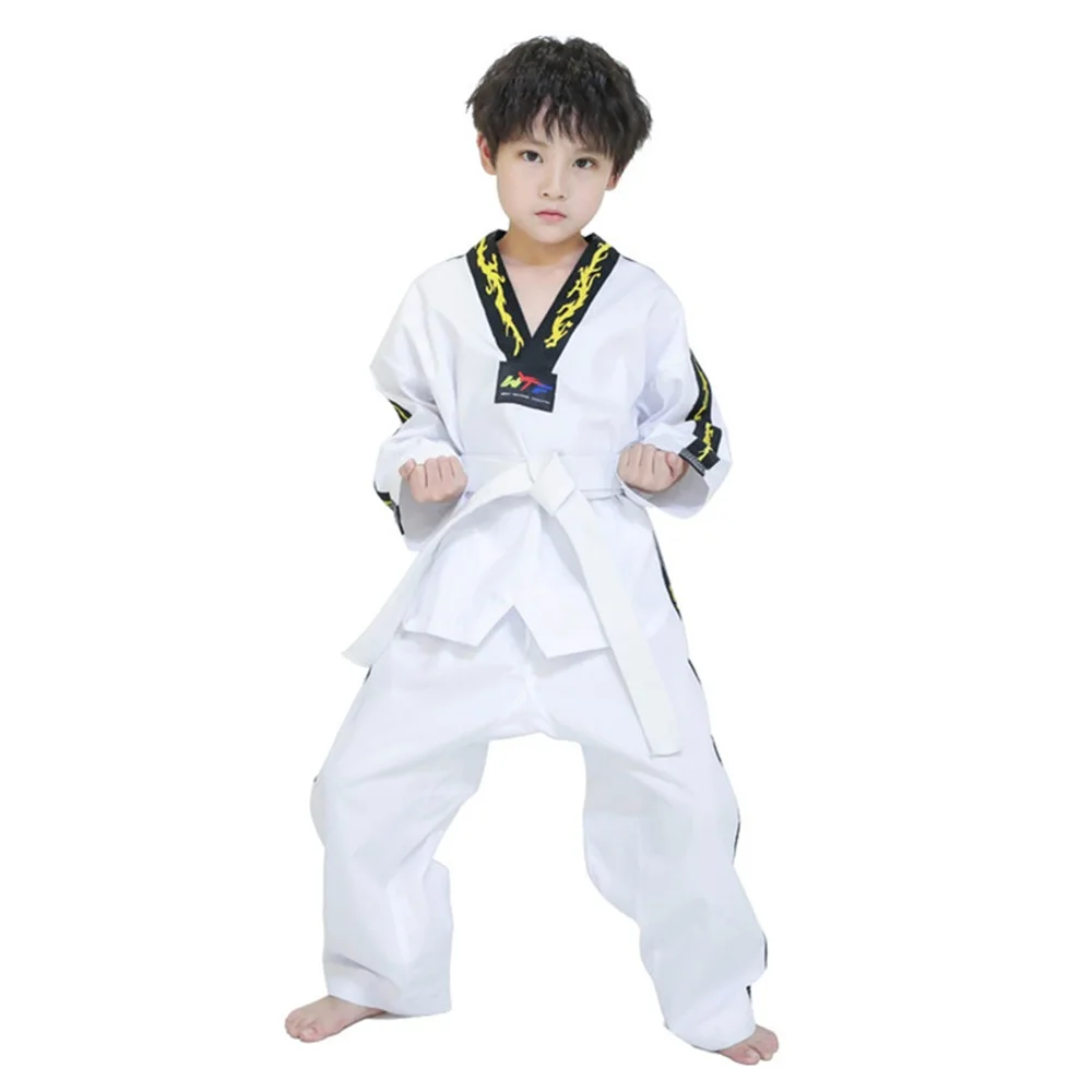 Heißer Personalisierte Stickerei Taekwondo Doboks Unisex Individuelle Charakter Lange Ärmeln WTF taekwondo Uniformen Kind TKD Kleidung