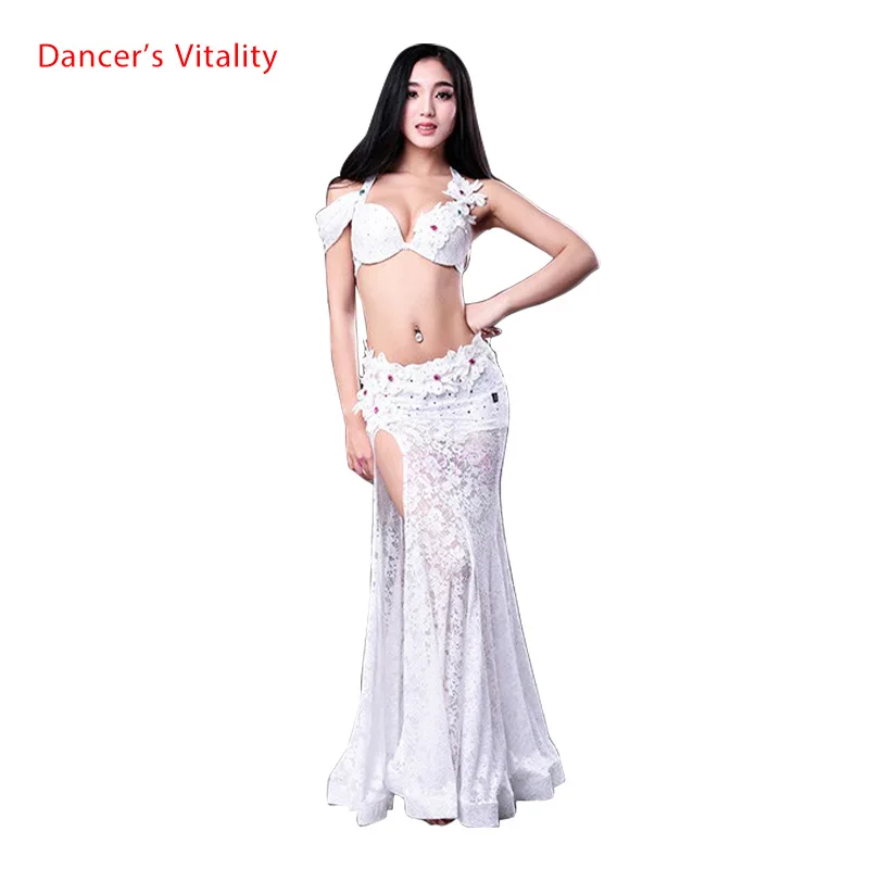 New style Belly dance costumes senior lace bra top+lace long skirt 2pcs belly dance set for women belly dance suits M,L,XL