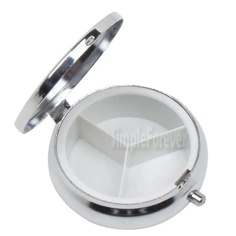 Diameter 5cm DIY Medicine Metal Organizer Container Silver Color Pill Box Blank Box Wholesale