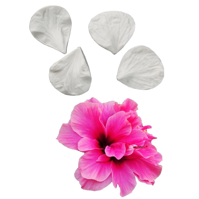 Hibiscus Flower Veiners Silicone Mould Cake Decorating Mold Gumpaste Surgarcrafe Clay Handmade Chocolate Tools M2184