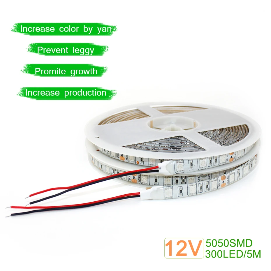 12V Full Spectrum Led Grow Light Strip Red +Blue Growing Lamp Waterproof IP65/IP20 For Hydroponics Flowers Plants Vegetables