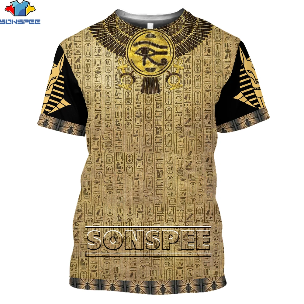 SONSPEE NEW Ancient Egyptian Egypt God Pharaoh Men T Shirts Camouflage Short Sleeve 3D Print Eye of Horus Man Tees Tops Shirt