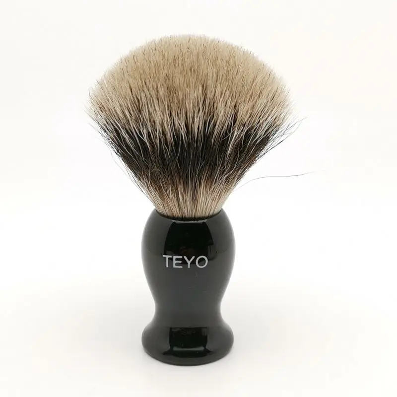 TEYO Two Band Fine Badger Hair Shaving Brush of Resin Handle Perfect for Wet Shave Cream Safety Double Edge Razor Removel Tool