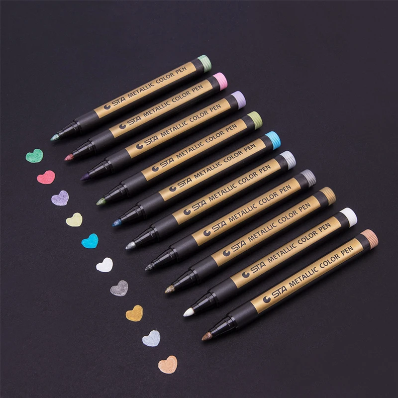 

STA 2.0mm 10 colors Metallic Color Pen Water based Marker DIY Album Drawing Supplies