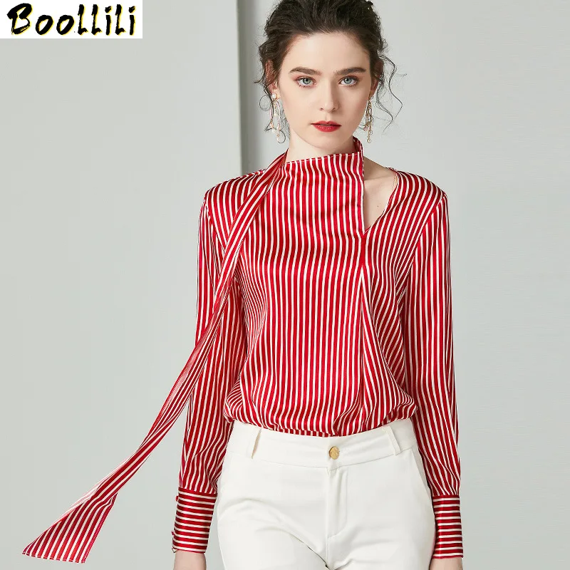 Boollili das mulheres topos e blusas camisa de seda real primavera outono roupas coreano senhoras escritório wear blusas mujer de moda 2020