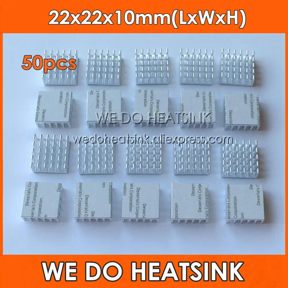 

50pcs 22x22x10mm CPU Radiator Heatsink For BGA PGA Packages With Thermally Conductive Adhesive Tape