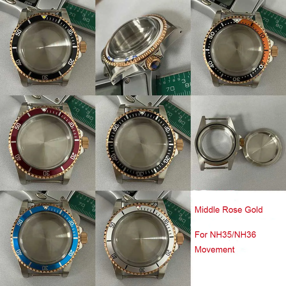 

316L Stainless Steel 39.5mm Watch Case Rose Gold Retro Case for NH35/NH36 Movement Watch Accessories