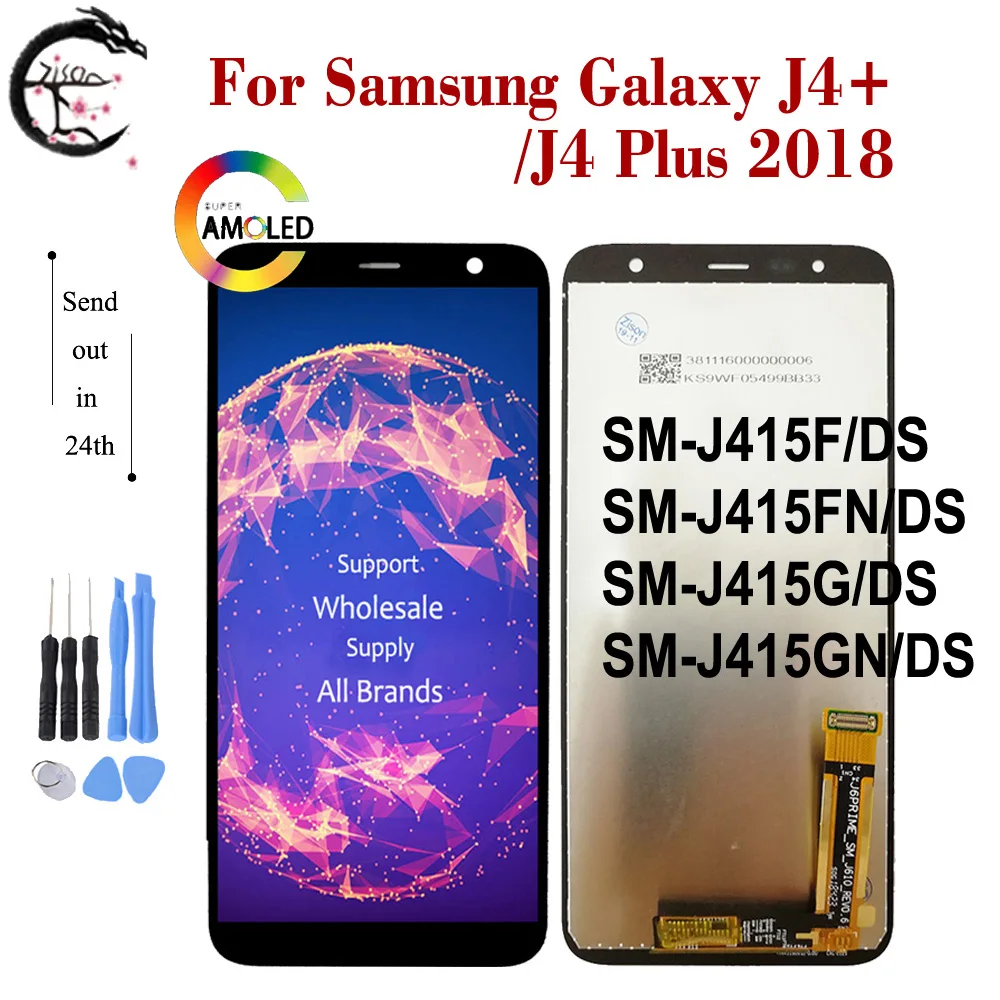 Super AMOLED J4 Plus LCD For Samsung Galaxy J4+ 2018 Display J415 SM-J415F J415FN Screen Touch Digitizer Assembly J4plus Display