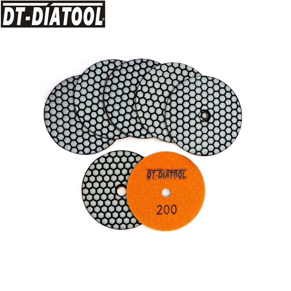 DT-DIATOOL 7pcs 4 Inch Dry Polishing Pad Flexible Resin 100mm Diamond Polishing Pads For Marble Concrete Floor Grinding Disc