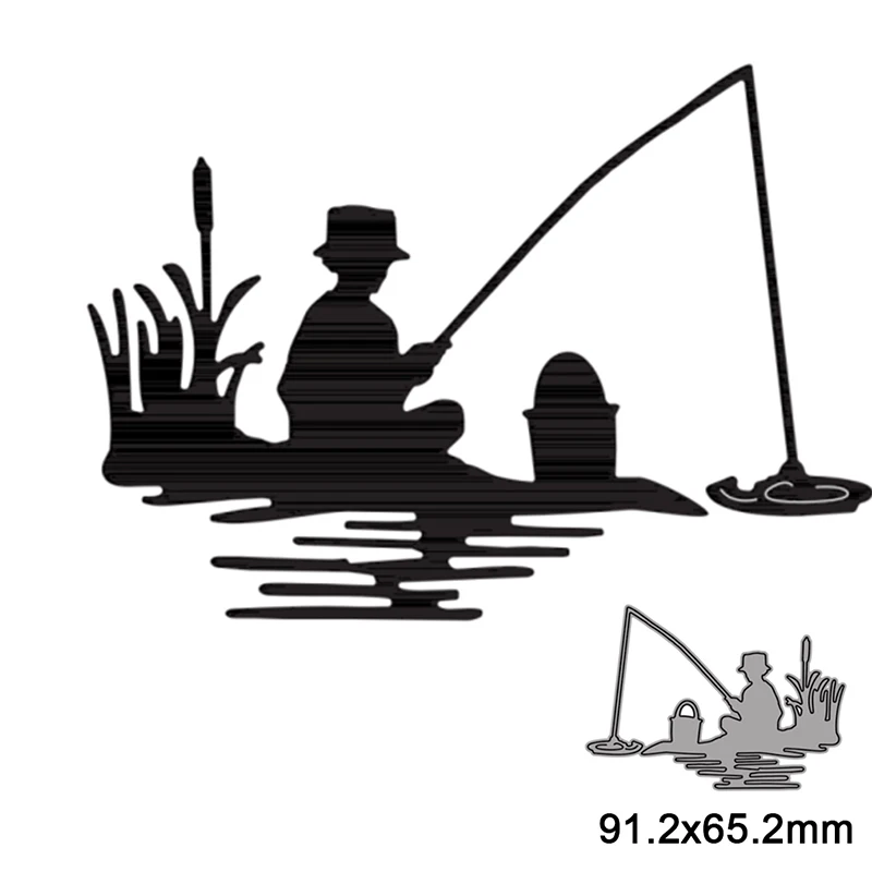 Fishing Kid And Plant For Scrapbooking Embossing Paper Album Card Making Decoration Template Knife Mold New Dies 2021 New