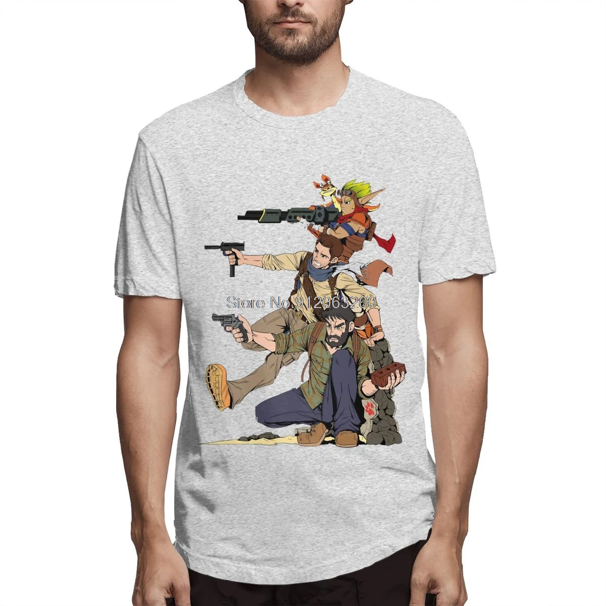 Naughty Dog Drake Joel Jak Print Cotton Shirts Hombre Uncharted Drake's Fortune Nathan Drake Men Fashion Streetwear Adult TShirt