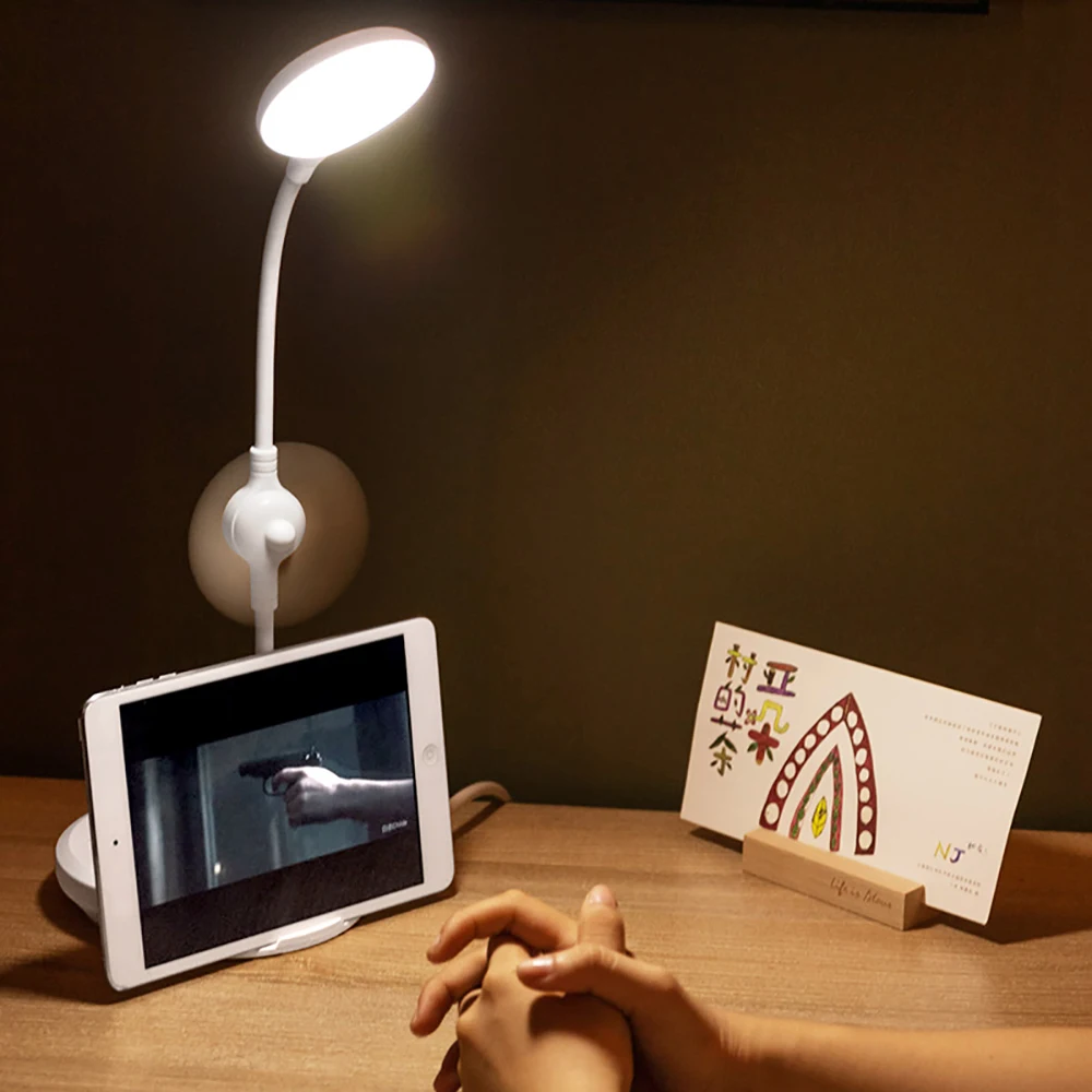 LED Desk Lamp Eye Protection with Charging USB &Sockets Switch Learning Children's Dormitory Bedroom Bedside Reading Night Light
