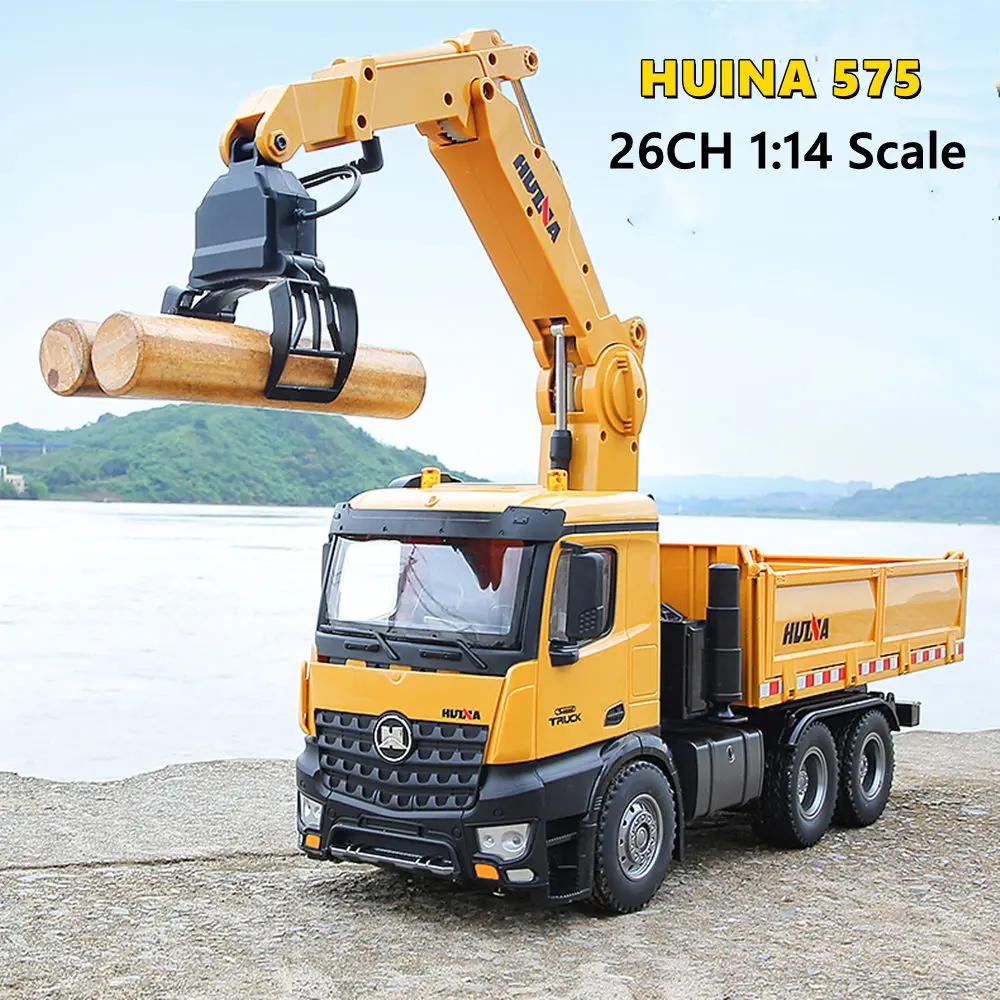 HUINA 575 1/14 RC TRUCK 26CH radiocomandato auto Caterpillar lega legname afferrare Dumper ingegneria elettrica veicolo giocattolo per ragazzo