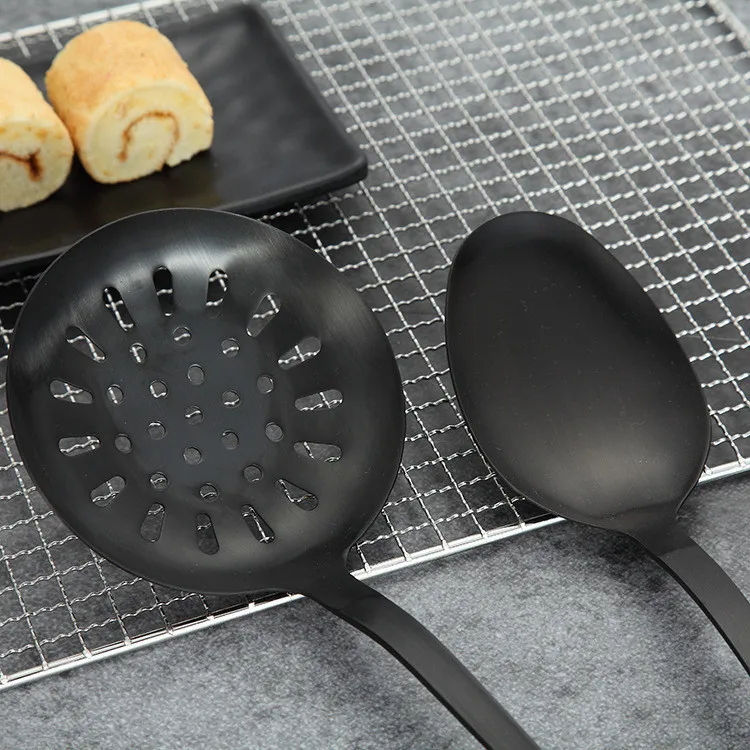 Stainless Steel Kitchenware Spatula Frying shovel Cooking Tool Set Gold Scoop Soup Ladle Skimmer Colander Kitchen Accessories