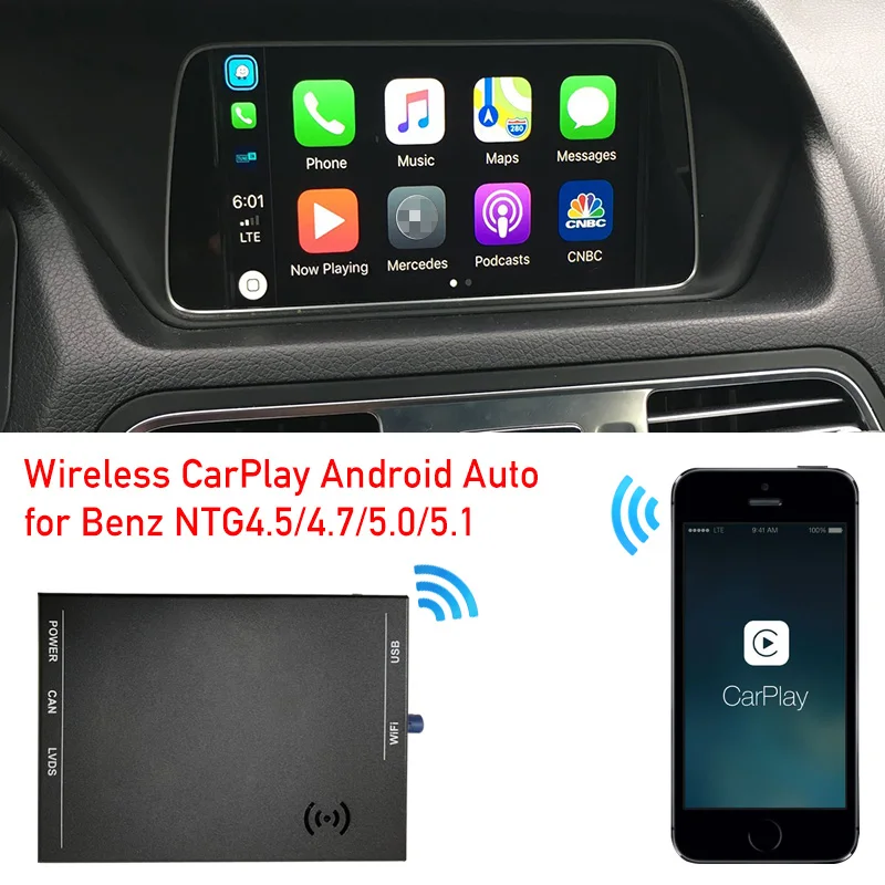 Car radio retrofit wireless Apple CarPlay module box for E class coupe W207 C207 convertible A207 head unit screen NTG4.5 4.7