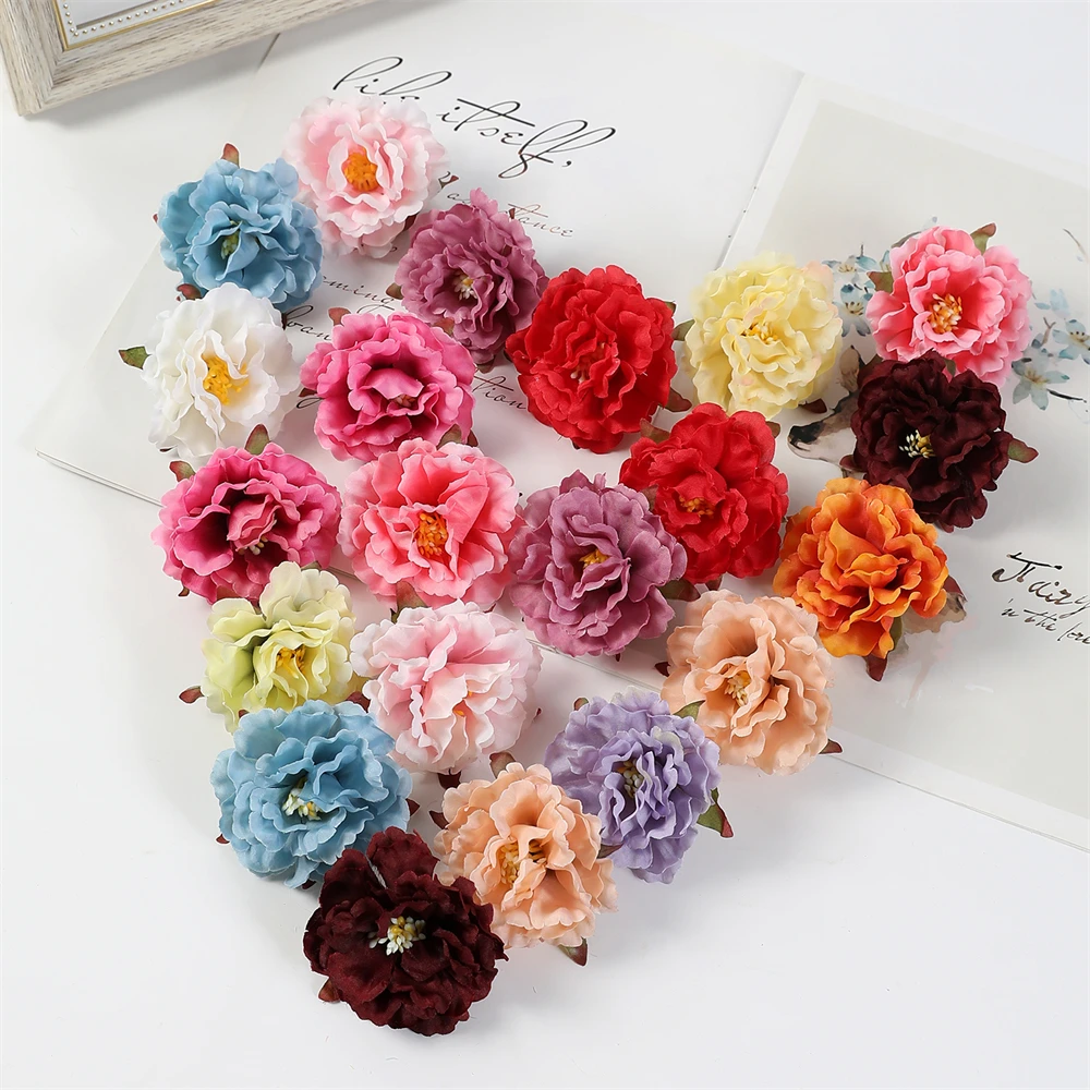 10/20Pcs Artificial Peony Flower Head Home Room Wedding Decor Fake Flower Wall Arrangement Accessories Diy Headdress Accessories