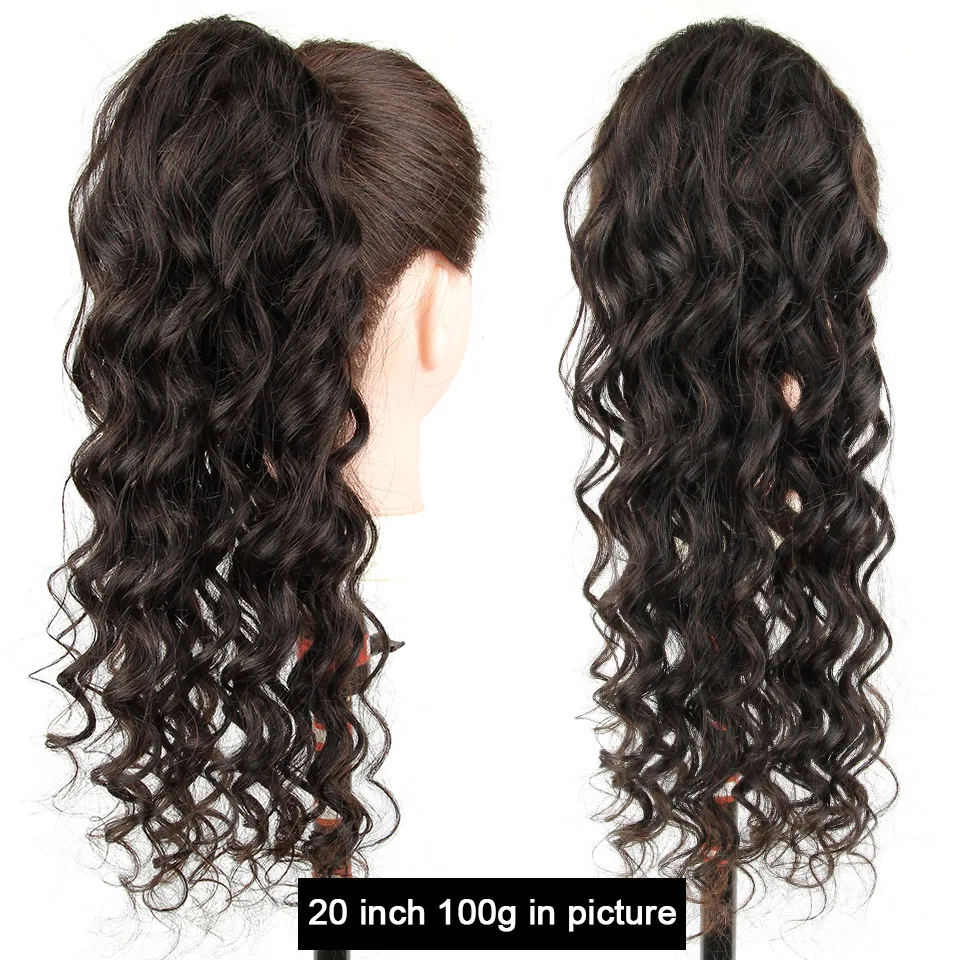 [Yvonne] บราซิล Curly Drawstring หางม้าเส้นผมมนุษย์คลิปใน Extensions Ratio ธรรมชาติสี