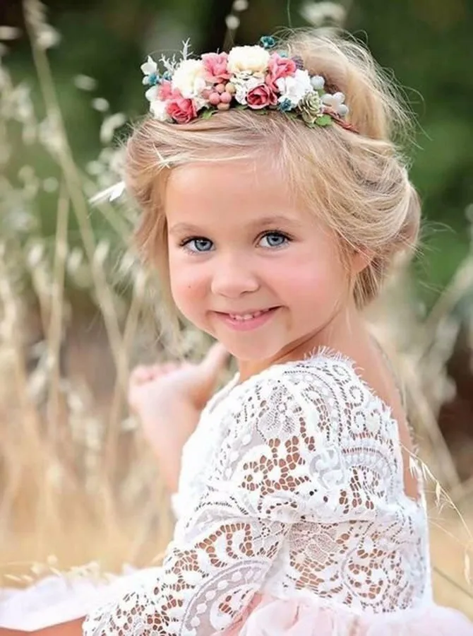 Vestidos de encaje y tul para niña, vestidos de flores de ensueño para boda, a medida, vestidos de desfile hasta el tobillo, vestidos de primera comunión