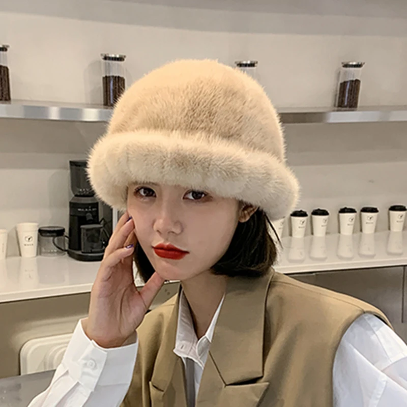 

ZDFURS*Mink fur hat han edition tide female qiu dong joker warm fashion fur fisherman hat fur hat mink basin hat