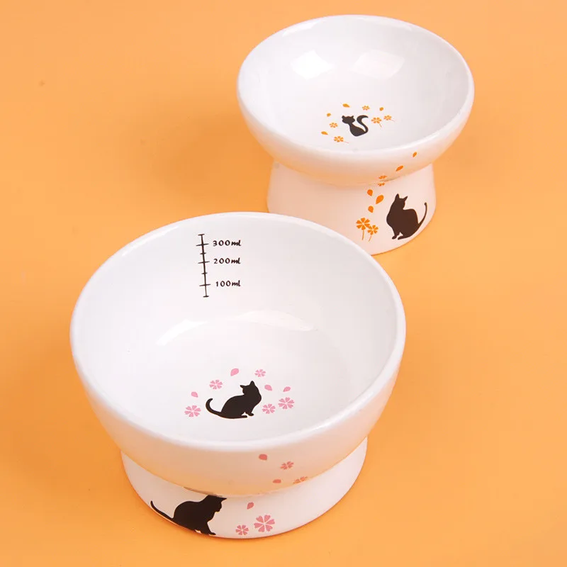 Lovely Pet Feeder Bowl Cartoon Shape High-foot Single Mouth Skidproof Ceramic Dog Cat Food Bowl Pet Products Drinking Bowl