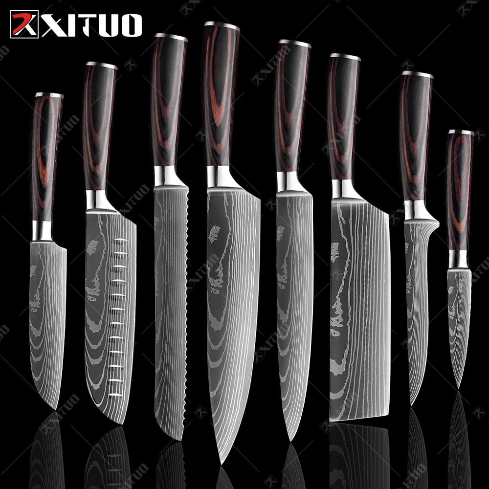 XITUO Kitchen Chef Knife 8 incn Professional Japanese Chef Knives High Carbon Stainless Steel Slicing Santoku fruit paring Knife