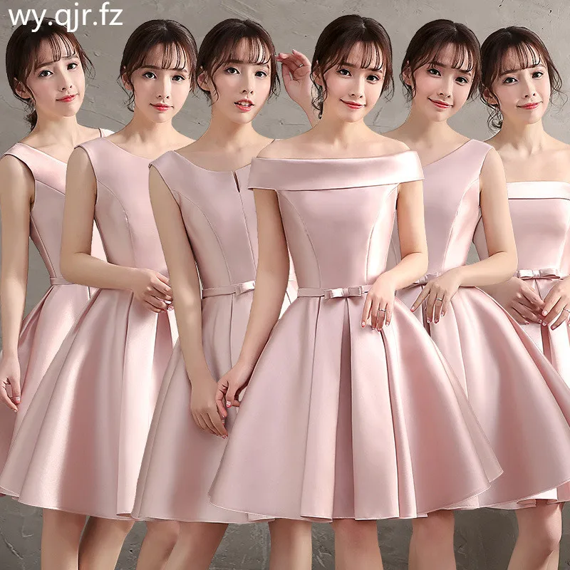 WYHS-65#Short Bridesmaid Dress Pink Champagne Light Blue Wedding Party Prom Dress Graduation Gown Girls Gholesale Free Gustomize