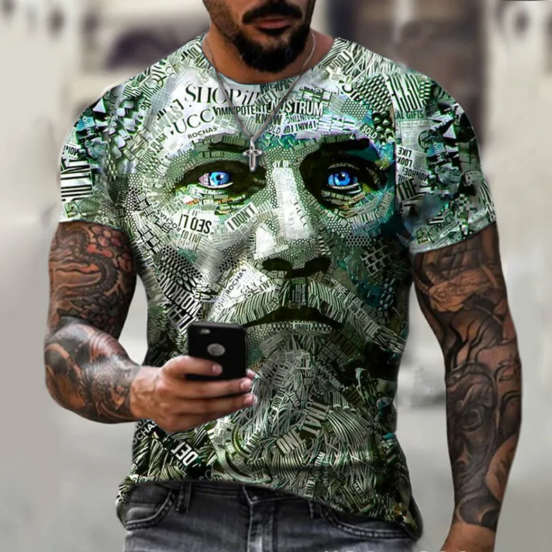 New style hot sale in 2021, 3D men\'s T-shirt, gentleman style design, short sleeves, summer fashion, handsome man