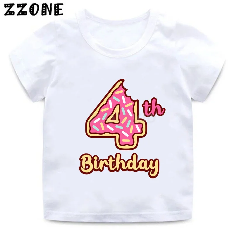 Donuts My 1 2 3 4 5 6 7 8th Years Birthday Girls T-shirts Customize Name Kids Clothes Baby Children T shirt Gift Present,HKP2611