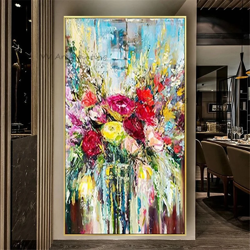 

Latest Handpainted Flower Oil Painting On Canvas Knife Abstract Abstract Oil Painting Wall Art Picture Nature Decor For Bed Room